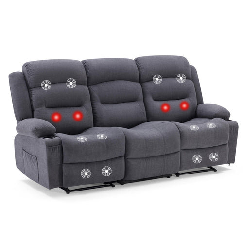 3-Seater Recliner Sofa with Heat, Massage & USB Port