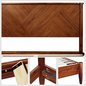 Solid Wood Platform Bed Frame with High Headboard