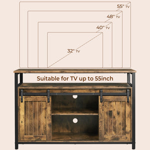Barn Door TV Stand with Adjustable Shelves