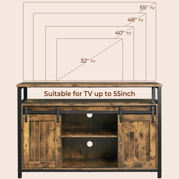 Barn Door TV Stand with Adjustable Shelves
