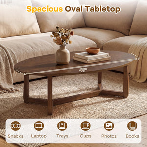 Oval Coffee Table – Low Profile Wood Accent Table