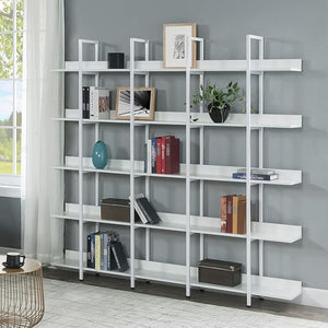 Triple Wide 5-Tier Industrial Bookshelf