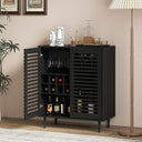 Mid-Century Bar Cabinet with Wine Racks & Slatted Doors