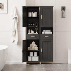 Tall Bathroom Storage Cabinet with Adjustable Shelves and Doors