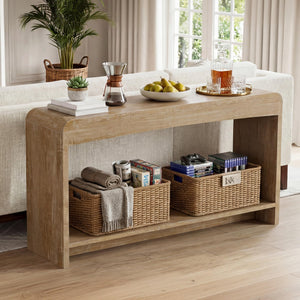Farmhouse Console Table with Open Shelf