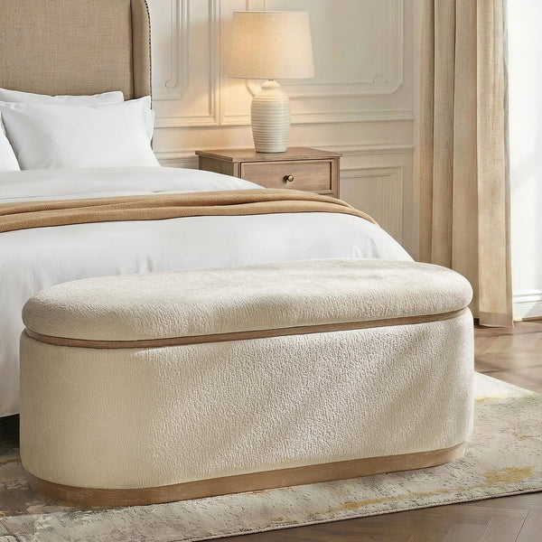 Modern Chenille Upholstered Storage Bench