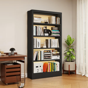 5-Tier Metal Bookcase with Adjustable Shelves