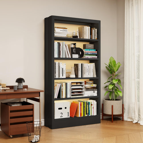 5-Tier Metal Bookcase with Adjustable Shelves
