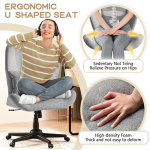 Armless Cross-Legged Swivel Desk & Vanity Chair with Wheels