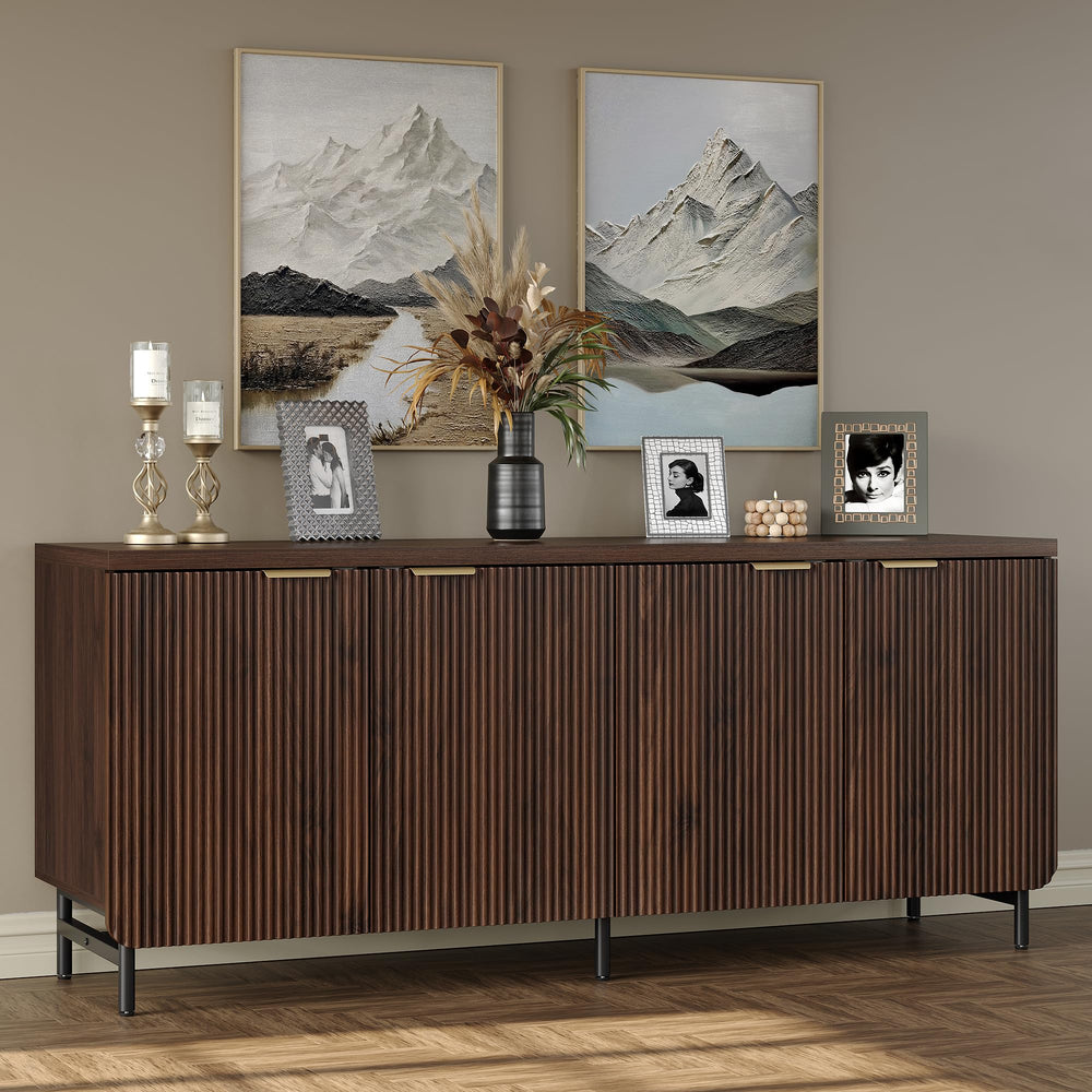 66.2" Fluted Buffet Cabinet with 4 Doors & Shelves