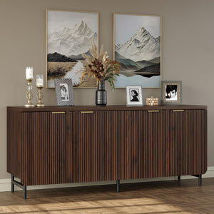 66.2" Fluted Buffet Cabinet with 4 Doors & Shelves