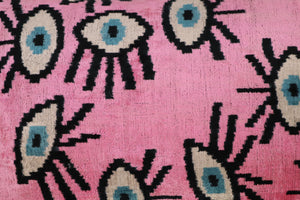 Pink Evil Eye Velvet Throw Pillow 16" x 24"