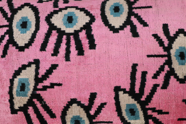 Pink Evil Eye Velvet Throw Pillow 16" x 24"
