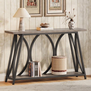 47-Inch Industrial Console Table with Shelves