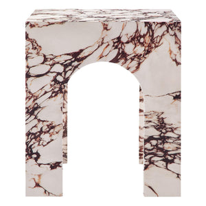 Arched Concrete Side Table with Faux Stone Finish