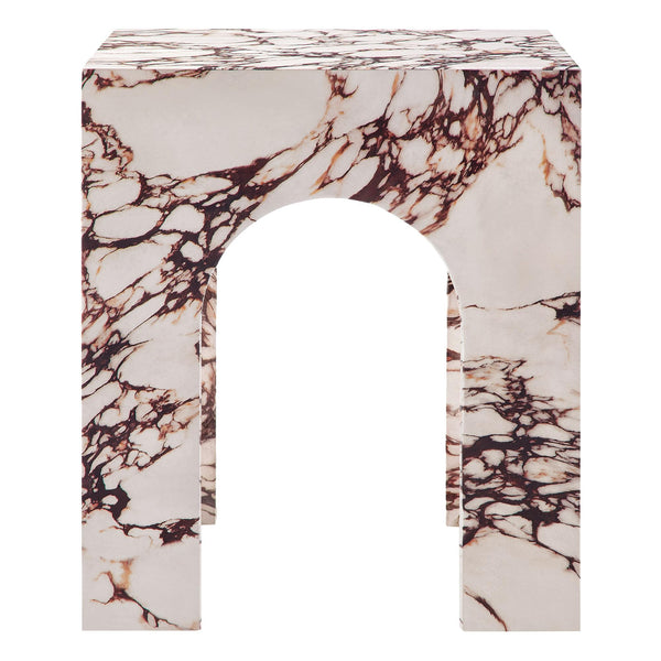 Arched Concrete Side Table with Faux Stone Finish