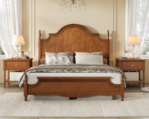3-Piece Solid Wood California King Bedroom Set with Arched Headboard & Nightstands