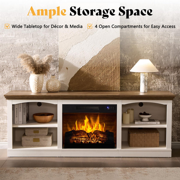 70" Fireplace TV Stand with Electric Fireplace