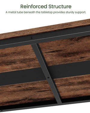Rectangle Dining Table for 6 – Rustic Brown & Black