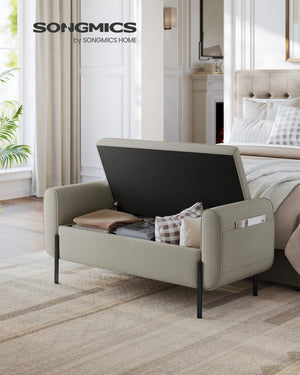Storage Bench with Armrests and Ottoman Storage