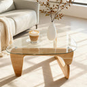 Triangle Tempered Glass Coffee Table with Wood Legs