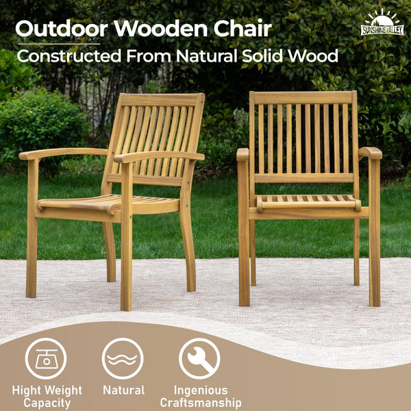 9-Piece Acacia Wood Outdoor Dining Set with Extendable Table