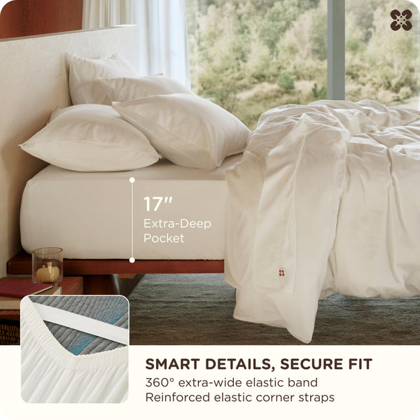 Organic Cotton Sheet Set – Sateen Weave, Deep Pocket, Queen & King