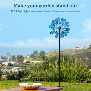 Large Metal Wind Spinner with Stake — Outdoor Yard & Garden Windmill