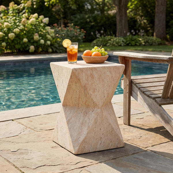 MGO Outdoor Side Table with Hourglass Design