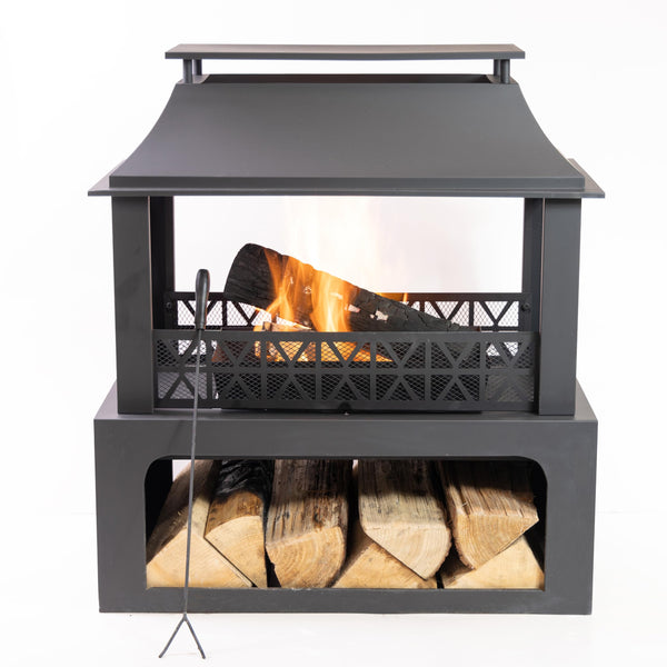 36" Rectangular Steel Outdoor Wood Burning Fireplace