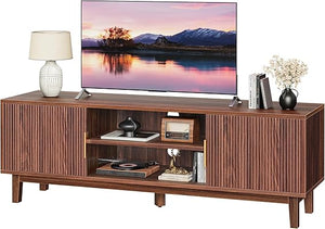 54" Fluted TV Stand with Cabinets & Adjustable Shelf