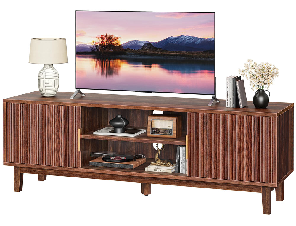 54" Fluted TV Stand with Storage Cabinets