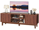 PRAISUN 54 Inch TV Stand for 55, 60 Inch TV, Fluted Entertainment Center with 2 Cabinets, TV Consoles for Living Room, 3-Level Adjustable Shelf, 4 Cable Holes, Meida Console, Walnut
