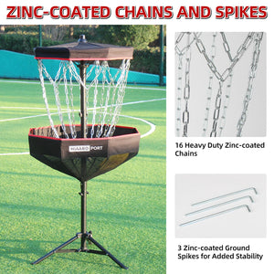Portable Disc Golf Basket with 16 Heavy-Duty Chains