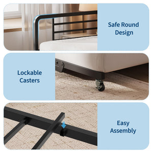 Twin Daybed with Pop-Up Trundle, RGB LED Headboard & Charging Station