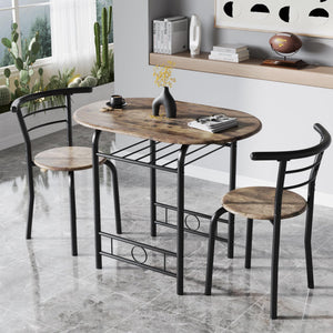 3-Piece Round Dining Table and Chair Set with Wine Rack