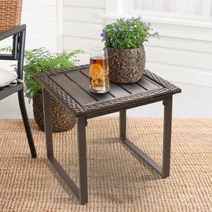 Square Wicker Outdoor Side Table Set of 2 – Rattan Patio End Tables