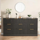 10-Drawer Fluted Dresser with Gold Handles