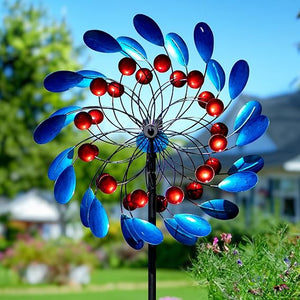 Large Metal Wind Spinner with Stake — Outdoor Yard & Garden Windmill
