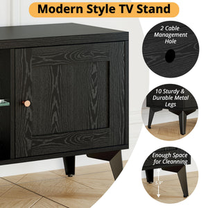 80 Inch 2-in-1 TV Stand for 85 Inch TVs with LED Lights & Charging Station