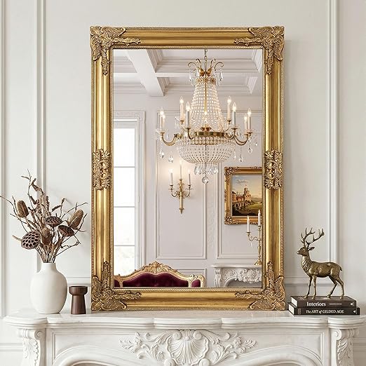 Vintage Gold Baroque Wall Mirror – Ornate Antique Frame