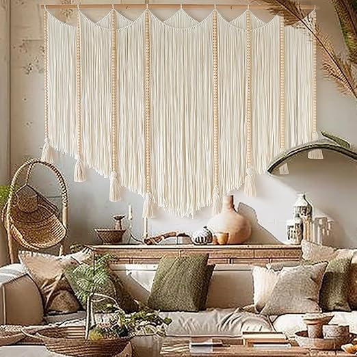 Large Boho Macrame Wall Hanging – Sunset Dip Dye Cotton Tapestry