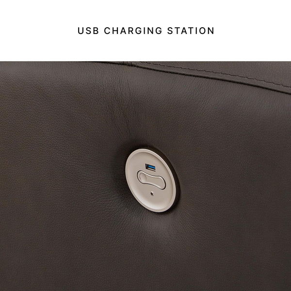 Power Reclining Sofa with USB Ports – Dark Brown