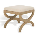 Woven Seagrass Ottoman with Mahogany Wood Frame