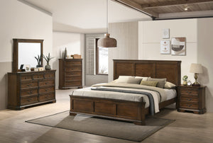 Traditional Wood Panel Bedroom Set – Antique Walnut