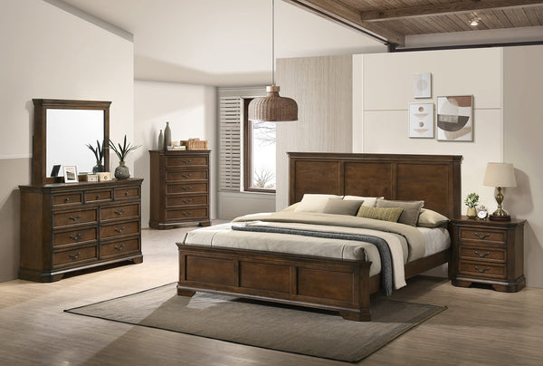 Traditional Wood Panel Bedroom Set – Antique Walnut
