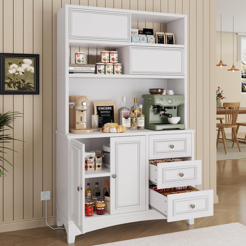 71" Tall Kitchen Pantry Cabinet with Charging Station