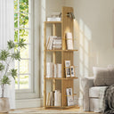 4-Tier Rotating Bookshelf Tower with Light