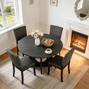 5-Piece Round Dining Table Set with 4 Upholstered Chairs