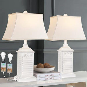 Coastal Table Lamps Set of 2 with USB Charging & 3-Color Temperature